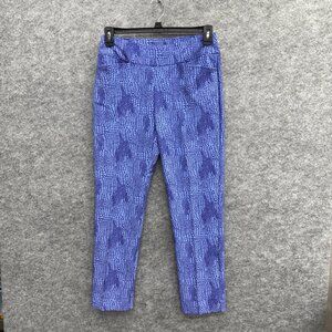 IBKUL Women's Activewear Stretch Leggings Fitness Yoga, Blue Pattern, Size 6